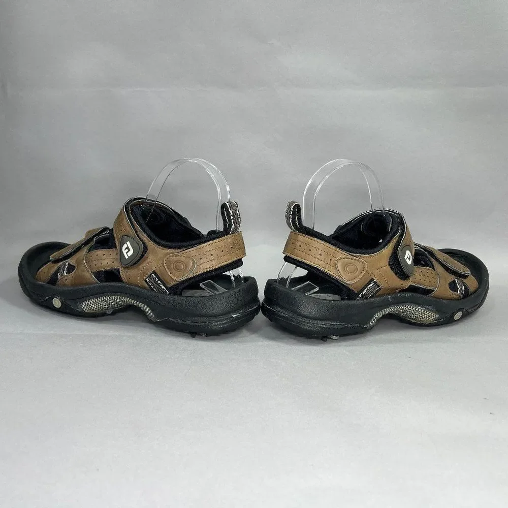 FootJoy Golf Sandals Men's Size 7 GreenJoys Brown Leather Adjustable Performance